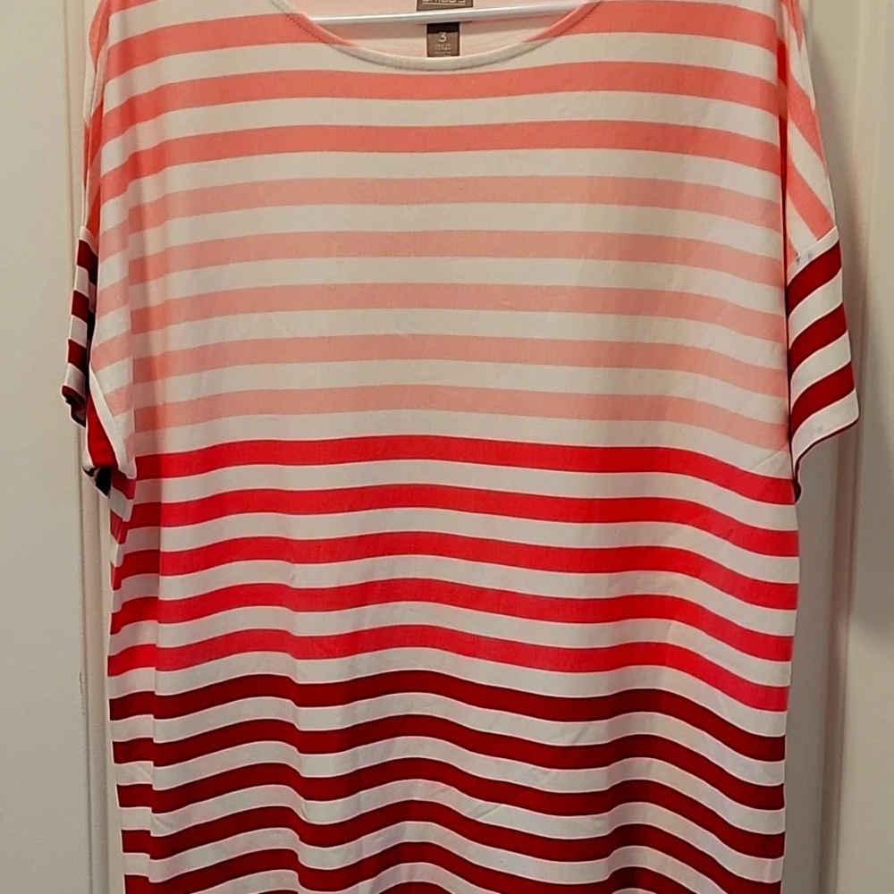 Like new, worn once, dry cleaned top. Chico's brand, variegated pink colors - Picture 1 of 5